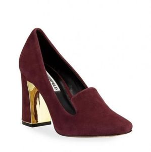 New KARL LAGERFELD Deep Garnet Gracie Suede Heels